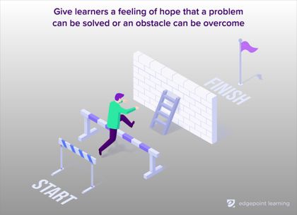 Give learners a feeling of hope that a problem can be solved or an obstacle can be overcome